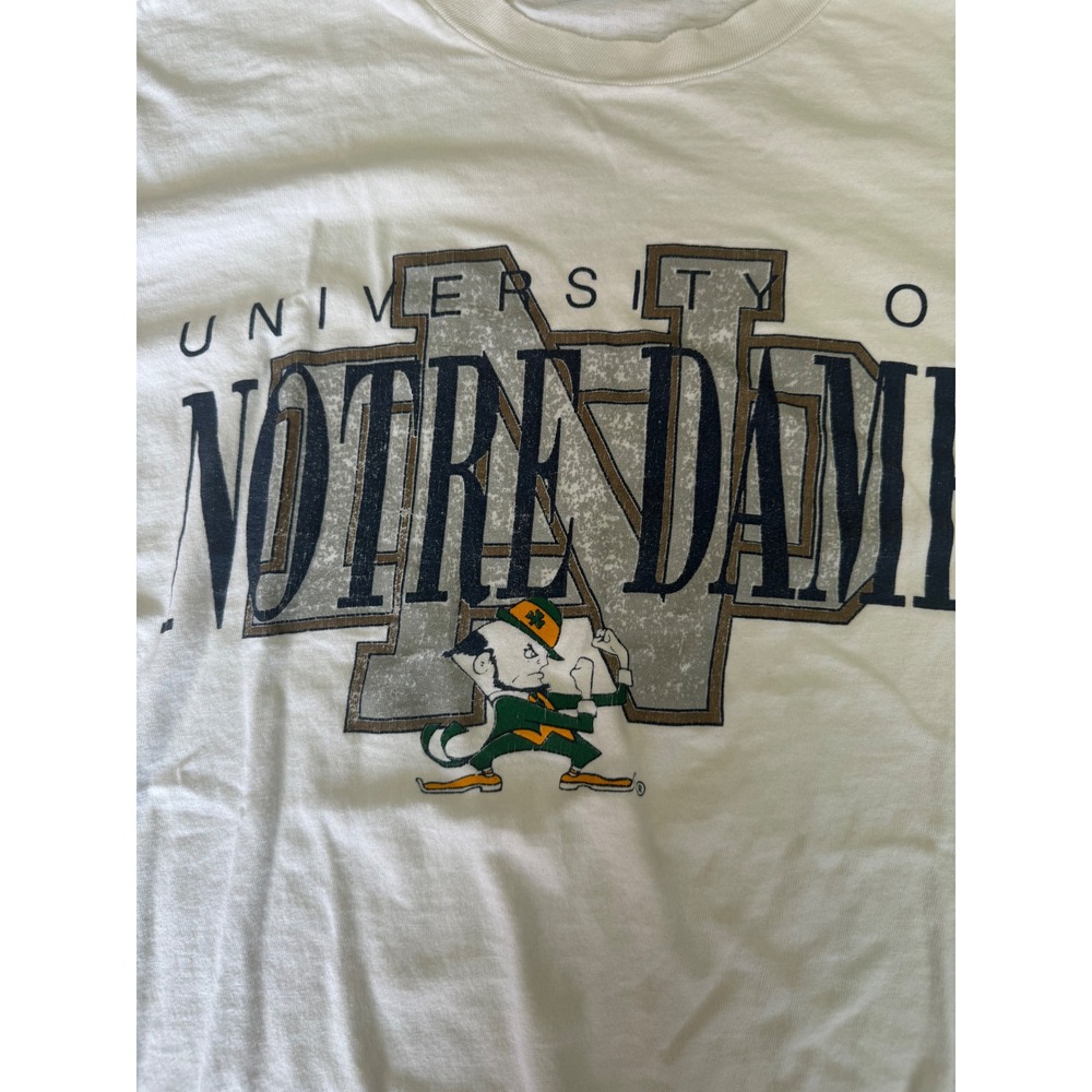 Vintage University of Notre Dame Champion T Shirt Mens‎ XL White Irish USA - Picture 2 of 4
